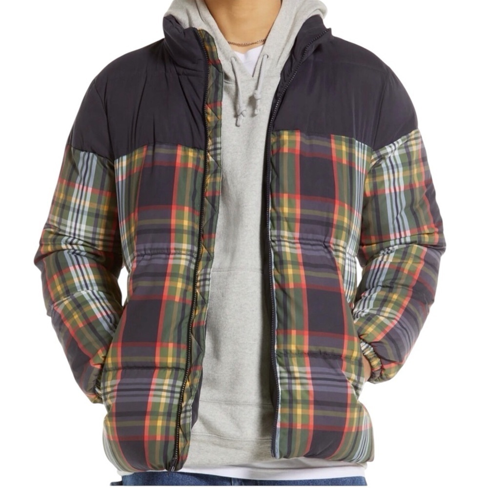Nordstrom BP Plaid Quilted Puffer Jacket NEW